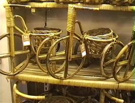 Bicycle baskets in the Basket Shop at Lynmouth